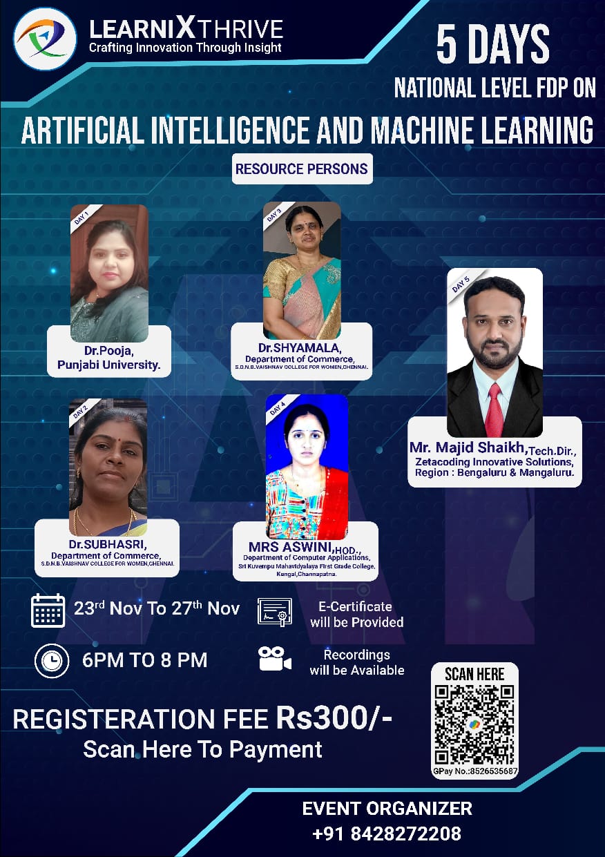 5 Days National Level FDP on Artificial Intelligence and Machine Learning 2024